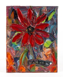 EVAN MACKLEY (1940-2019), (flower study), acrylic on board, signed lower centre "Mackley", 15 x 12cm.