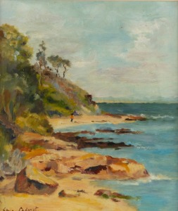 NONA CADORET, Cable Rock, Mordialloc, 1970, oil on board, signed lower left "Nona Cadoret", remains of paper label verso, ​​​​​​​37 x 32cm, 54 x 49cm overall.