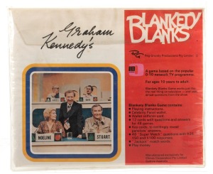 GRAHAM KENNEDY'S BLANKETY BLANKS: Circa 1977 board game based on the Network 10 television programme produced by Reg Grundy Productions; this play-at-home version was produced by the Climax Corporation of Sydney, and is offered complete in the original pa