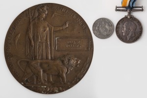 PRIVATE WILLIAMS (3942) 52nd BATTALION A.I.F. World War I death penny, service medal and florin; together with assorted research notes.
