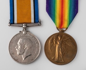 BRITISH: WORLD WAR ONE Victory Medal and War Medal pair impressed to 58875 DVR. C.E. HOOD. R.A., (2); with research documentation. Cecil Ernest Hood of the 22nd Division Ammunition Col., Royal Field Artillery, died of his wounds in Malta, 23 February 191