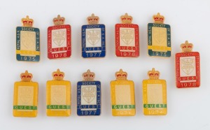 ROYAL AGRICULTURAL & HORTICULTURAL SOCIETY OF SOUTH AUSTRALIA: Eleven pin badges by A.J. Parkes, all marked "GUEST" for years spanning 1974 to 1978 (some duplication). (11 items)
