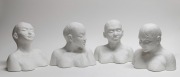 GRAEME FOOTE "Imagine Series" set of four ceramic busts with sgraffito native flora decoration, impressed "Graeme Foote, 2016", 26cm high. - 2