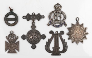 Diverse group of six medals, most in sterling silver, including 1911 "St. John Ambulance Association", "R.M.G.C. War Medal", "Women Of Australia - For Duty Done", and "Congregation Of The Children Of Mary". (6 items)