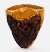 JOHN CAMPBELL pottery wall pocket with applied map of Tasmania, incised "J. Campbell, Tasmania", 16cm high.