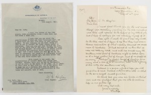 BILLY HUGHES (1862-1952, Australian Prime Minister 1915-1923): Signed letter on Commonwealth of Australia Department of the Navy letterhead, dated 15th August 1941 (mere months prior to Pearl Harbour), in which Hughes offers his thoughts on the prospect o