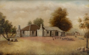 W.R. MACKAY, (farmyard scene), oil on card, signed lower right "W.R. MacKay", ​​​​​​​28 x 44cm, 36 x 54cm overall.