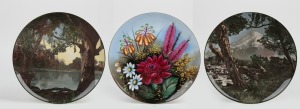 Two Royal Doulton cabinet plates; together with a hand-painted floral porcelain plate, 20th century, (3 items), the largest 26cm diameter.