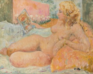 PHYL WATERHOUSE (1917-1989), (nude study), oil on canvas, signed lower left "Waterhouse", ​​​​​​​60 x 75cm, 74 x 100cm overall.