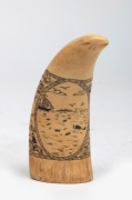 A scrimshaw whale's tooth with whaling scene 12cm high. - 2