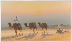 ROY LEITCH (working 19th/20th century), The Edge of the Desert, watercolour and gouache on card, signed lower right "Roy Leitch", 40 x 71cm.
