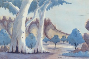 VALMA EBATARINJA, (Hermannsburg landscape), watercolour, signed lower right "Valma Ebatarinja", 34 x 50cm, 56 x 73cm overall.