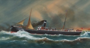 ARTHUR VICTOR GREGORY (1867-1957), The S.S. Wadonga off Gabo Island, watercolour, signed lower left "Arthur V. Gregory, '06", 28 x 50cm, 48 x 69cm overall.