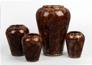BENDIGO POTTERY four Waverley Ware brown glazed pottery vases, the largest 27cm high.