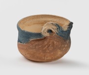 MERRIC BOYD pottery vase with hand-painted windswept tree decoration, incised "Merric Boyd, 1944", ​​​​​​​9cm high, 11cm wide.