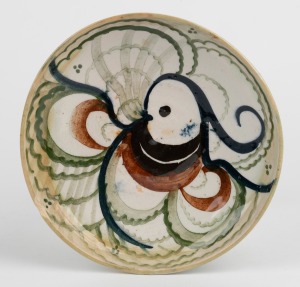 ARTHUR MERRIC BOYD pottery dish with hand-painted decoration, incised "Arthur Merric Boyd", 18.5cm diameter.