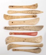 Nine assorted whalebone implements, 18th/19th century, the largest 15cm long.