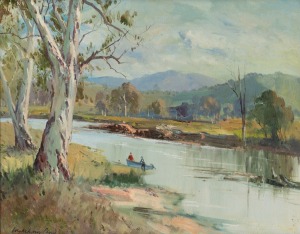 WYKEHAM PERRY (1936-2021), (fishing), oil on canvas board, signed lower left "Wykeham Perry", 40 x 50cm, 56 x 66cm overall.