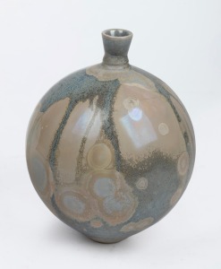 TED SECOMBE spherical pottery vase with crystalline glaze, incised "E.S. 2020", 15cm high.