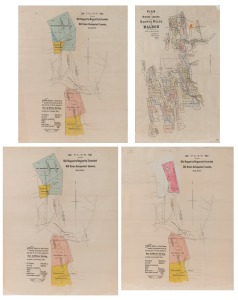 MALDON: Four c. 1890s maps delineating the various mining leases in the area, one depicting the area more broadly, the other three showing various phases of the Old Nuggetty Reefs Co. and Old Union Co. leases; the largest 67 x 41cm. (4 items)