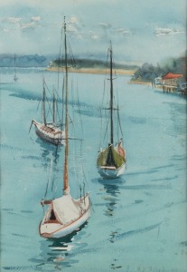 PHYLLIS PHILLIPS, (yachts at rest), watercolour, signed lower right "Phyl Phillips", 42 x 29cm, 55 x 42cm overall.