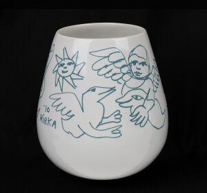 MIRKA MORA (1918-2018), porcelain vase, untitled, 2010, limited edition 39/250, Heide Museum of Modern Art, 18cm high.