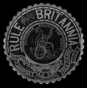 RULE BRITANNIA antique glass plate, 19th century, ​​​​​​​25.5cm wide.