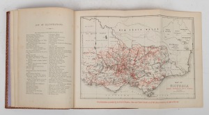 ILLUSTRATED HANDBOOK OF VICTORIA, AUSTRALIA. Colonial And Indian Exhibition London, 1886. Printed by John Ferres, Government Printers, Melbourne. Full scarlet morocco with embossed gilt boards and spine with maps and pictorial fold outs present.