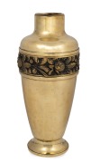 An antique German brass floor vase with repousse waratah decoration by Wilhelm Wolff, Pforzheim, circa 1910, ​​​​​​​48cm high.