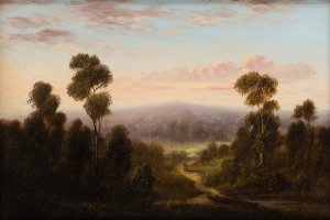 WILLIAM SHORT SENIOR (1833-1917), (untitled figures on bush track), oil on canvas, signed lower left "Wm. Short Snr, 1892", 21 x 31cm, 35 x 45cm overall.