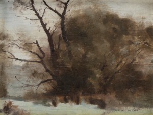 ALBERT ERNEST NEWBURY (1891-1941), (untitled landscape), oil on board, signed lower right "A. E. Newbury", ​​​​​​​22 x 29cm, 39 x 44cm overall.