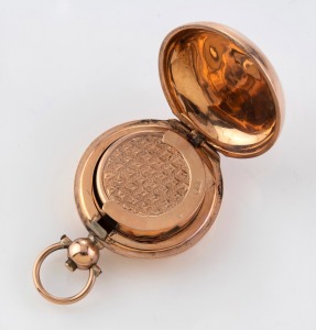 ARONSON & Co. of Melbourne antique 9ct rose gold sovereign case, 19th/20th century, 4.6cm high including bow, 13.9 grams.
