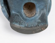 GUS McLAREN rare blue glazed pottery owl statue, incised "McLaren", ​​​​​​​14cm high. - 2
