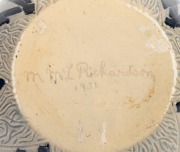 M. RICHARDSON rare Australian pottery vase with incised decoration and hand-painted floral motif, incised "M. Mc. L. Richardson, 1933", 11cm high, 15cm wide. - 2