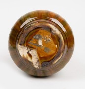 VICTORIA ART POTTERY green and yellow glazed pottery vase, by WILLIAM FERRY, 34cm high. - 2