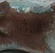 GUS McLAREN turquoise glazed pottery horse statue with early sgraffito decoration, incised "Gus McLaren", ​​​​​​​27cm high. - 2