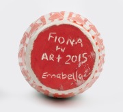 FIONA WELLS art pottery vase with green and orange sgraffito decoration, incised "Fiona W., Art Ernabella, 2015", 31.5cm high. - 2