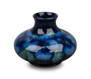 MOORCROFT rare "Moonlit Pansy" pottery vase, impressed "Moorcroft, Made In England", 8cm high, 10.5cm wide.