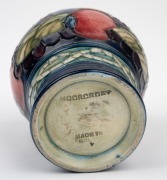MOORCROFT "Banded Pomegranate" miniature pottery vase on blue ground, impressed "Moorcroft, Made In England", 8cm high. - 3