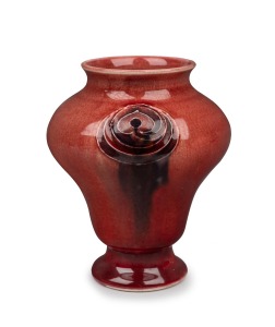 MOORCROFT "Flamminian Ware" miniature pottery vase made for LIBERT & Co. of London, circa 1910, stamp "Moorcroft Made For Liberty & Co.", 8.5cm high.