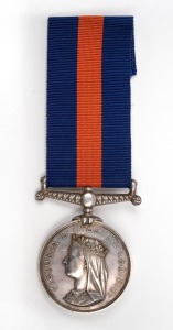 NEW ZEALAND WAR MEDAL: undated Colonial issue impressed to GERARY, 2ND, WAIKATO, MILA., with original suspension bar and replacement ribbon. The name may be a mis-spelling of GERATY, a Private who is recorded as volunteering for service with the 2nd Waika