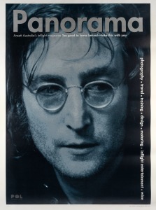 POSTERS. ANSETT AUSTRALIA & JOHN LENNON: Group of five Panorama (Ansett Australia&rsquo;s inflight magazine) posters, limited edition 7 and 19-22/200, featuring portrait of John Lennon by legendary rock and roll photographer Bob Gruen; 98 x 68cm.