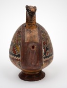 A Nazca pottery stirrup pot with jaguar handle and hand-painted decoration, unknown age, ​​​​​​​21cm high. - 4
