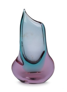 RIKARO Bohemian blue and purple sommerso glass vase, engraved signature to base, 28cm high.