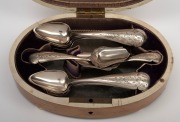 An antique Dutch silver fourteen piece spoon set housed in original oval maple box lined in velvet and silk with ivory edging and mirrored base, 19th/20th century, the box 18.5cm wide, 170 grams silver weight. - 2