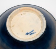 MOORCROFT "Fish" pattern English pottery bowl with inscription "GOD HAS GIVEN US MEMORY THAT WE MAY HAVE ROSES IN DECEMBER", impressed "Moorcroft, Made In England', 7cm high, 20.5cm diameter. - 5