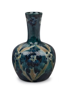 MOORCROFT "Late Florian" miniature pottery stem vase, impressed signature mark to base "Moorcroft, Burslem", 9.5cm high.