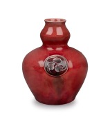 MOORCROFT "Flamminian Ware" double gourd shaped miniature pottery vase, circa 1910, impressed signature stamp "Moorcroft", 9.5cm high.