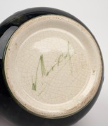 MOORCROFT "Pomegranate" pattern pottery vase on unusual mottled celadon and blue ground, impressed "Moorcroft, Burslem, England" and with green signature mark, 14.5cm high. - 3
