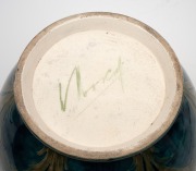 MOORCROFT "Florian Ware" pottery jardiniere on celadon green and blue ground, impressed "Moorcroft, Burslem, England", with green signature to base, 23cm high, 28cm diameter. - 3